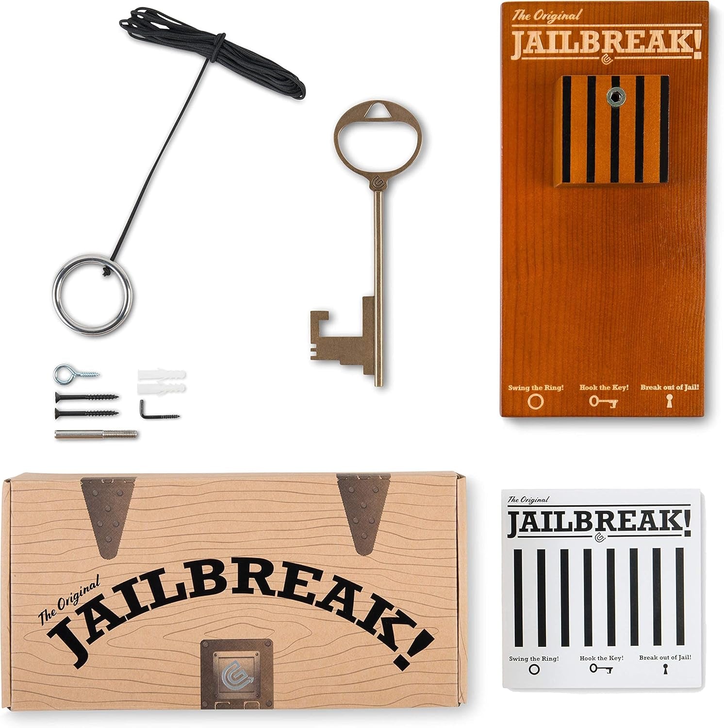 Jail Break Key Swing DIY Kit Stainless Steel Hardware and Nylon String Ring Toss Game Indoor – Outdoor for Endless Hours of Fun!